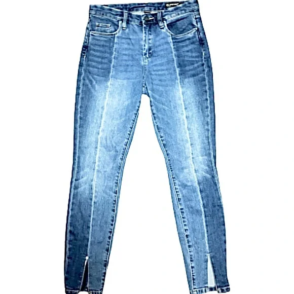 BLANK NYC Women’s Size 27 R Santa Fe Bond Midrise Split Hem Skinny Blue Jeans - Picture 4 of 16